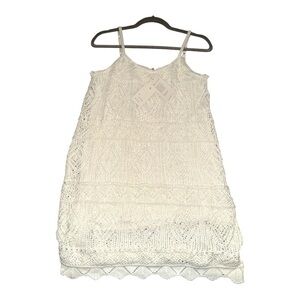 A New Day Medium White Knit Crochet Slip Dress Beach Resort Boho Festival NWT